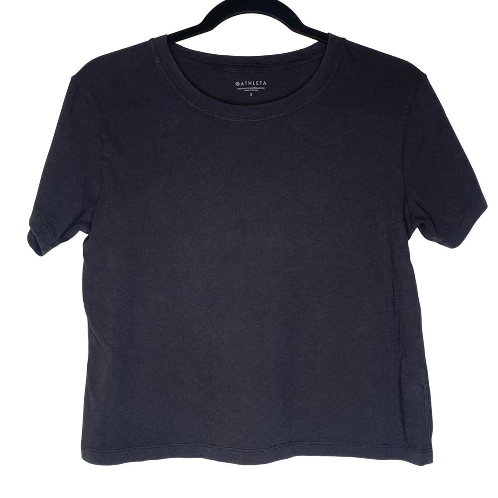 Athleta Black Organic Daily Crop Tee Size Small Streetwear Minimalist Gorpcore